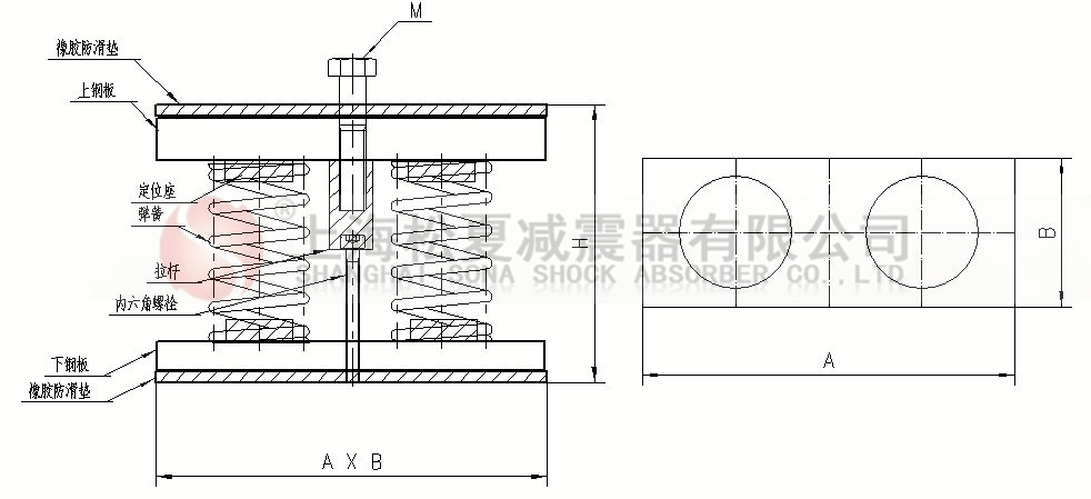 JS型組合式彈簧減震器結(jié)構(gòu)圖 JS型組合式彈簧減震器結(jié)構(gòu)圖